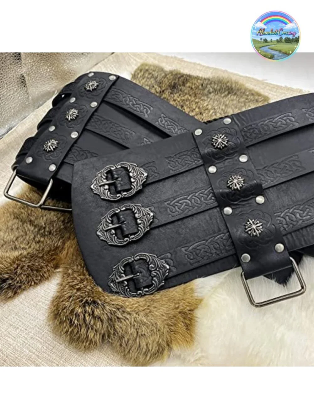 Viking Embossed Waist Armor Faux Leather Wide Belt Medieval Knight Corset